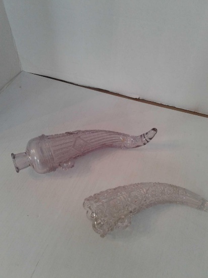 Glass Car Vases (funeral vase) Horn of Plenty shape