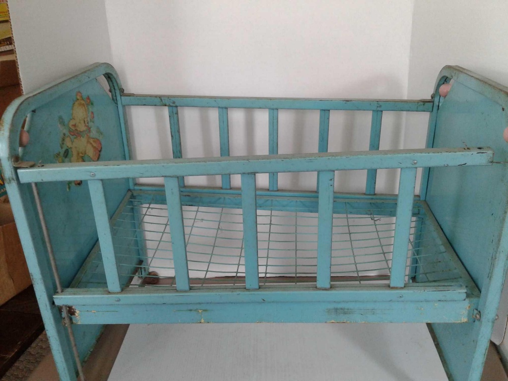 vintage metal doll crib