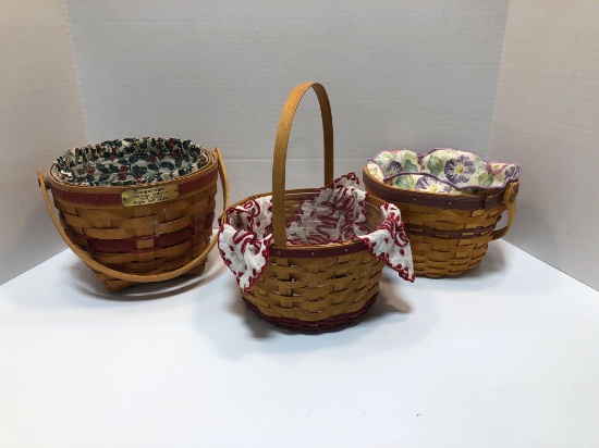 LONGABERGER baskets: Jingle Bell basket, floral lined basket