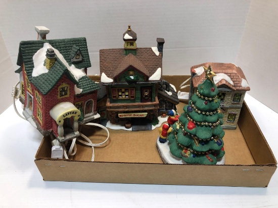 Holiday expressions Christmas town houses; tavern, bank, maple sugar, Christmas tree