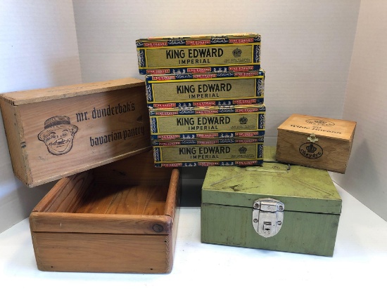 King Edwards cigar boxes, Mr. Dunderbak's cigar box, more