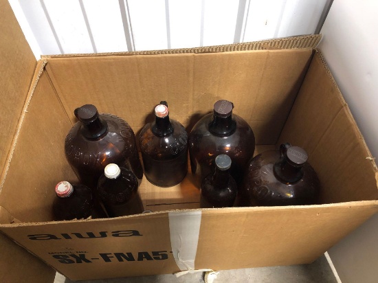 Brown glass Clorox bottles