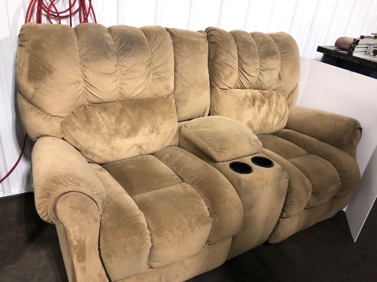 Brown rocker/reclinder sofa