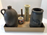 Various pottery- jug, butter churn, more