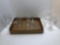 Glass plate, wine goblets, champagne flute, more