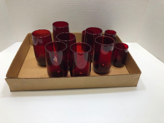 Red glass cups