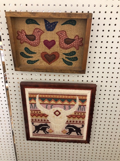 Cross-stitch southwestern wall art, Burlap art