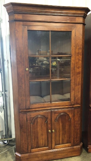 Glass front corner cabinet