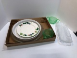 Corning Ware pie plate, Mint Green creamer and sugar, Otagiri Japan plate, more