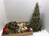 Feathered trees, Christmas knickknacks