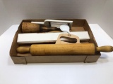 Wood spoon, rolling pin, slicer, more