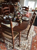 Dining room table w/ wicker bottom chairs- 3 extender inserts