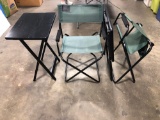 Folding chairs, TV dinner trays