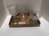 Crystal goblet, crystal candy dish, more
