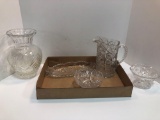 Crystal Vase, water pitcher, candy dish, more