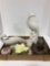 Home decor Asian egg with brass stand cow salt and pepper shakers