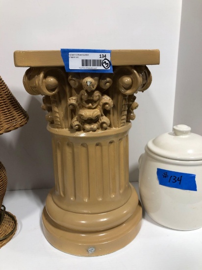 Plaster pedestal with her lamp cookie jar