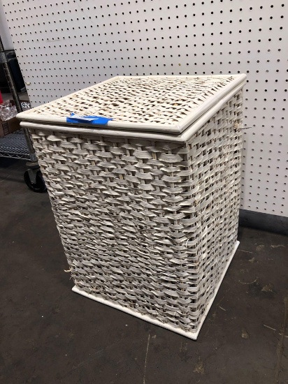 Wicker storage container with puzzles