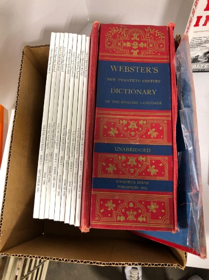 Assorted military books Webster?s dictionary and grays sporting journals 1993 1994