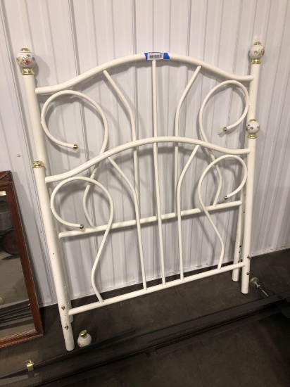 White metal twin bed frame headboard footboard needs footboard repaired