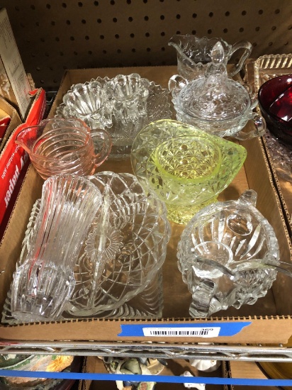 Assorted pressed glassware and depression glass