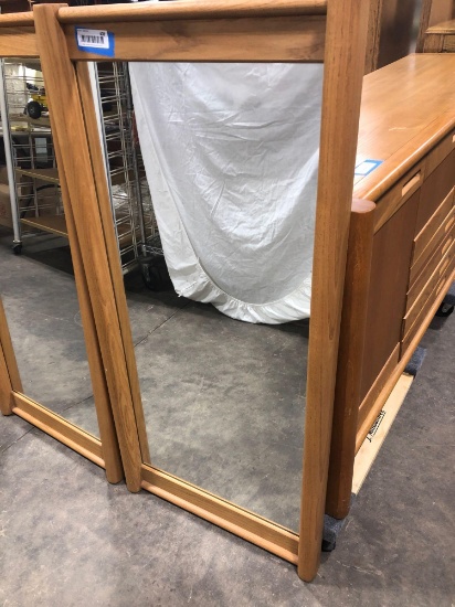 Oak frame wall mirror 22 inches wide 45 inches tall