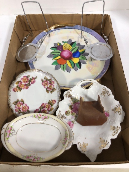 Assorted china, porcelain plates, saucers and teacup saucer holders
