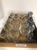 Marble carved lion & assorted stemware glassware