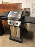 Thermos brand propane gas grill two burners cooking surface is 17 inches deep by 17 inches wide
