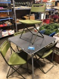 Card table 32? x 32? width for metal frame plastic matching chairs nice condition small tears and