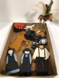 Amish figurine's, cast iron horse & ice wagon