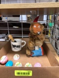 Antique wind up Monkey , tin Easter Eggs and more