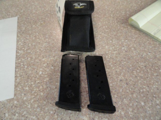 2 RUGER 7 RD 9 MM MAGAZINES WITH POUCH