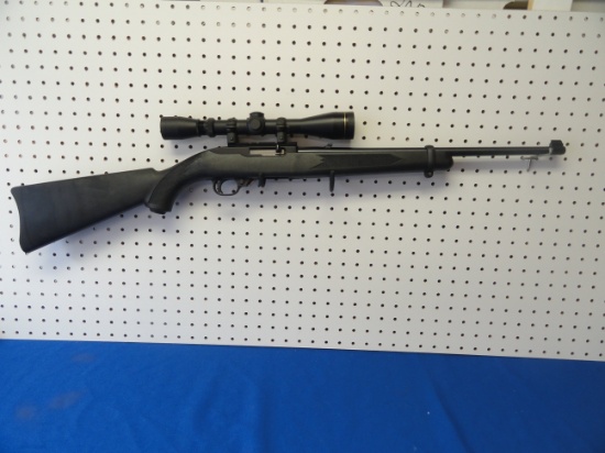 RUGER MOD 10/22 22 LR BLACK COMPOSITE STOCK SN 398 10354 WITH LEUPOLD GOLD