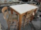 BAR HEIGHT TILE TOP TABLE WITH THREE MATCHING BAR STOOLS