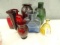 COLLECTION OF HAND BLOWN COLOR GLASS TO INCLUDE BUD VASE PITCHER AND CRUET