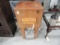 SMALL BUTCHER BLOCK WITH KNIFE KEEP ON CASTERS APPROX 18 X 18