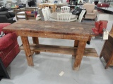 WOODEN WORK BENCH WITH BENCH VICE FROM SEARS APPROX 6' LONG X 2' WIDE
