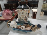 DECORATIVE LANTERN WITH BATTERY CANDLE BOAT WITH SEA SHELLS
