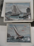 PAIR OF OIL ON BOARD PAINTINGS OF SAILBOATS