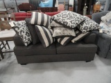 CHARCOAL COLORED SOFA WITH 10 EXTRA PILLOWS