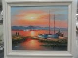 FRAMED OIL ON CANVAS APPROX 25 X 22 OF SEASCAPE