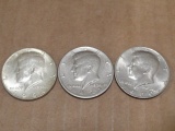 THREE KENNEDY 1/2 DOLLARS 1971 1980 AND 1964