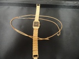 28 INCH GOLD NECKLACE NO MARKS LADIES 18KT GOLD ELECTRO PLATED WRIST WATCH