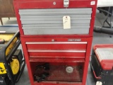 TOOL BOX ON CRAFTSMAN CART TO INCLUDE SCREWDRIVERS WRENCHES AND MORE