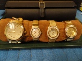 4 WRIST WATCHES MEN RJ GRAZIANO MADE IN CHINA LADIES ELGIN WITH CZ STONES M