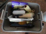 TOTE FULL OF PAINTER AND WALLPAPER TOOLS BRUSHES SPONGES AND MORE