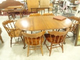 CHERRY DINING ROOM TABLE WITH 6 CAPTAIN STYLE CHAIRS WITH PADS