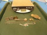 GROUP OF STERLING TO INCLUDE SPOON PIN BRACELETS CUFFLINGS MONEY CLIP TOTAL