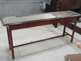 WALNUT CONSOLE TABLE APPROX 72 X 18 INCHES WRIGHT TABLE COMPANY